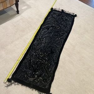 Black velvet beaded scarf